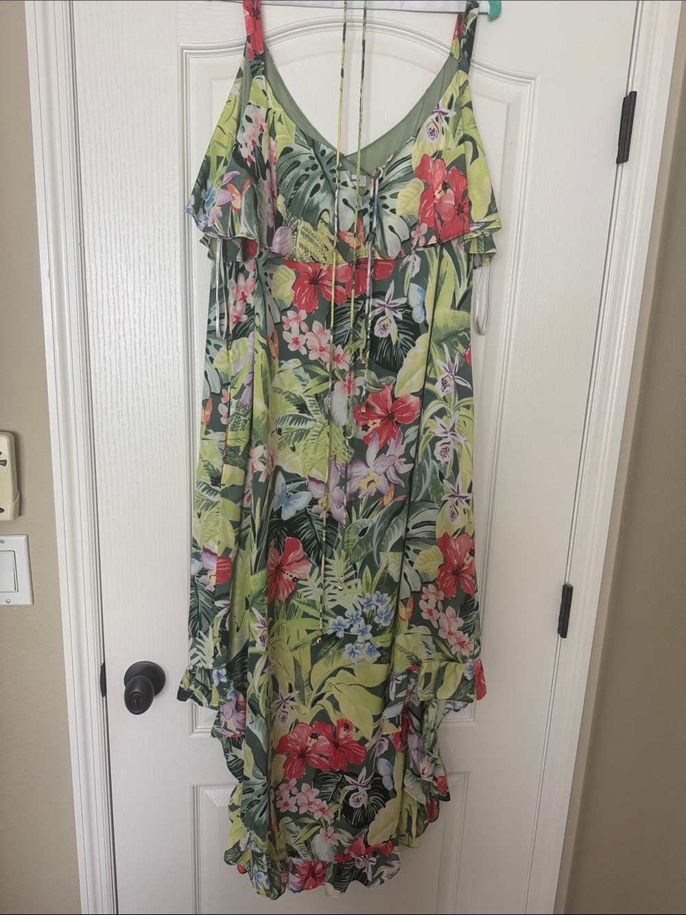 Tommy Bahama Floral Ruffle Tiered maxi Sundress in Green
